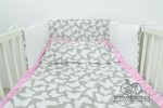 Pościel do łóżeczka w motylki z różową falbanką - Smyklove